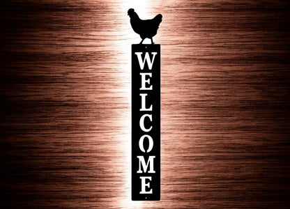 Vertical Metal Animal Welcome Sign for Porch or Cabin