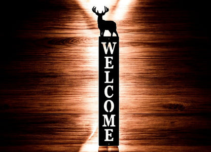 Vertical Metal Animal Welcome Sign for Porch or Cabin
