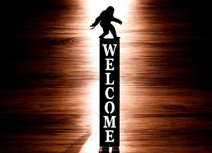Vertical Metal Animal Welcome Sign for Porch or Cabin