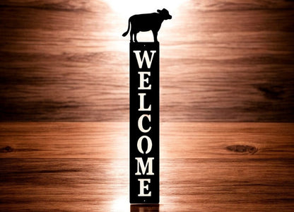 Vertical Metal Animal Welcome Sign for Porch or Cabin