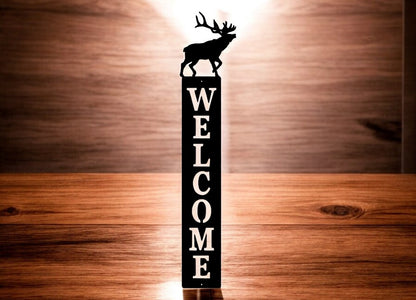 Vertical Metal Animal Welcome Sign for Porch or Cabin
