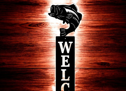 Vertical Metal Animal Welcome Sign for Porch or Cabin